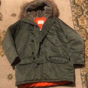 Alpha Ind. Flying Jacket/ Parka Type N-3B Military,Cold Weather, Green Sz:L (44)